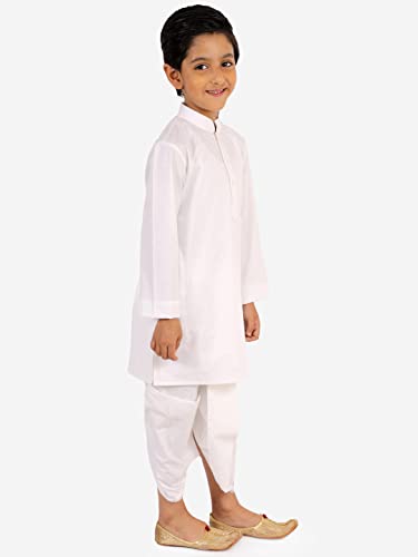 Vastramay Boys' White Kurta, Dhoti And Muslim Prayer Cap Set