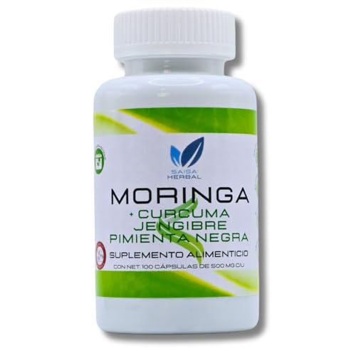 Natures Truth, Moringa 100 Cápsulas con Curcuma, Jengibre. 500 mg.