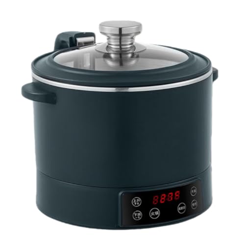 NYHGOXM 糖質カット炊飯器 コンパクト 多機能 自動調理ポット スープメーカー 12時間予約 マイコン式 保温 高速調理 大容量 厚手内釜 蒸し キッチン家電 ポータブル (3Lステンレススチールダークグリーン)