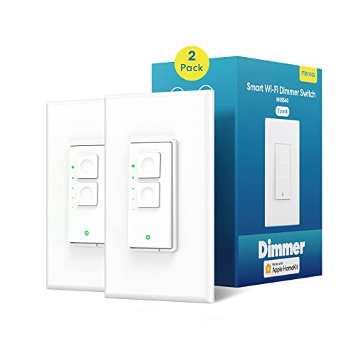 Meross Smart Dimmer Switch, Single Pole WiFi Light Switch Works with Apple HomeKit, Alexa, Remote/Voice Control and Schedule, Neutral Wire Required, 2.4GHz WiFi Only, No Hub Required, 2 Pack Meross Smart Dimmer Switch, Single Pole WiFi Light Switch Works with Apple HomeKit, Alexa, Remote/Voice Control and Schedule, Neutral Wire Required, 2.4GHz WiFi Only, No Hub Required, 2 Pack
