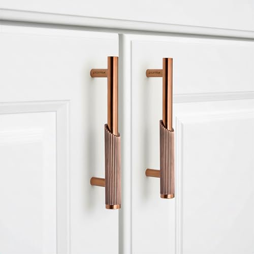 Image of Plantex Stainless Steel & Aluminium Cabinet Handle /96mm Wardrobe Handle for Home /Cupboard Door Pull-Push Handles for Office - Pack of 2 (Rose Gold)