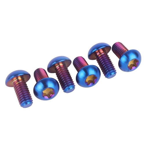 Image of 6PCS Titanium Bike Screw M5x10mm Bicycle Disc Brakes Rotor Bolts Torx T25 Head (Burnt Blue)