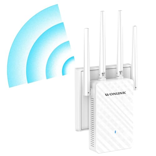 WONLINK Ripetitore WiFi Potente per Casa, AC1200 WiFi Extender 5GHz & 2,4GHz Dual Band 1200Mbps Amplificatore Wi-Fi Supporta Modalità Ripetitore/Router/AP, con Porta Ethernet, 4 Antenne, WPS(Bianco)