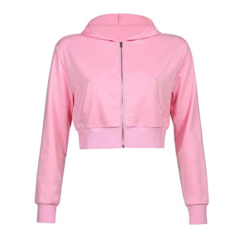 Sweat-shirt à capuche couleur unie veste d'automne courte décontractée taille L pour femme