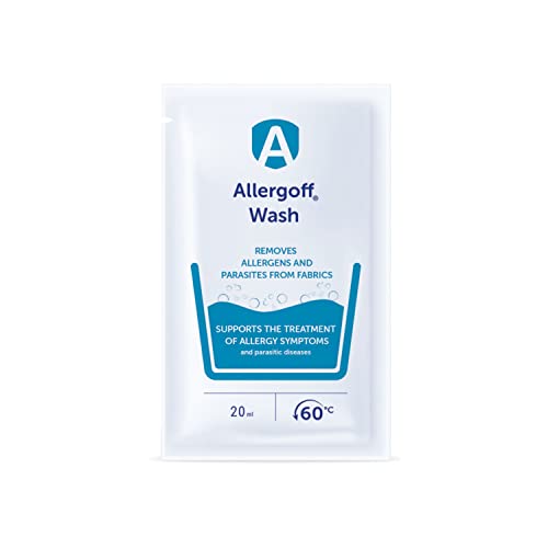 Allergoff - Detergente para lavar ácaros, pulgas, piojos, chinches, aplicación antes del lavado, complemento para el spray de ácaros para colchones (1 gel de lavado de 20 ml (20 ml)