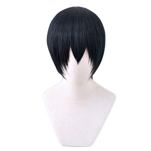 PWEINCY Kageyama Tobio Cosplay Wig Halloween Party Costume Short Black Hair