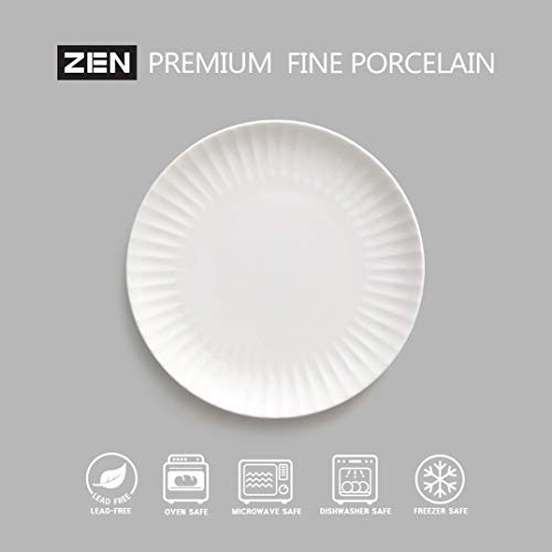 Zen Pleats Porcelain Dessert Salad Plates 8.3 Inch Set Of 6 (White) #TOP3