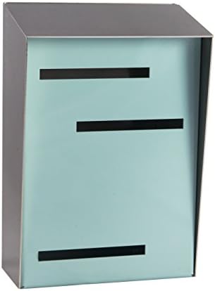 Modern Mailbox, Large Wall Mount Contemporary Mid Century Modern Mailbox (Silver/Robin Egg)