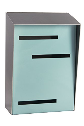 Modern Mailbox, Large Wall Mount Contemporary Mid Century Modern Mailbox (Silver/Robin Egg) #TOP16