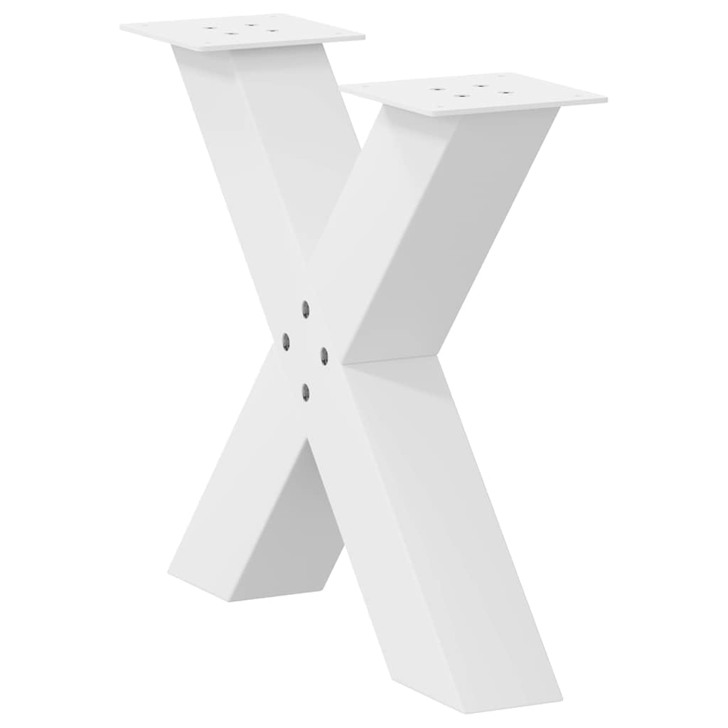 Gambe per tavolino a forma di X, 2 pezzi, bianco, 50 cm, acciaio