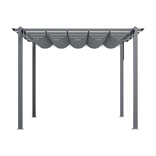 The Fellie 3M x 3M Aluminium Pergola with Retractable Roof, Outdoor Garden Gazebos Water-resistant,...