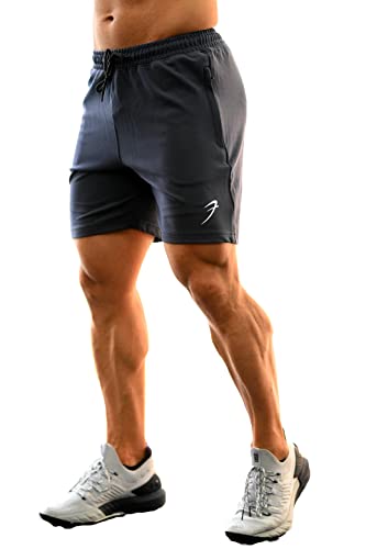 Image of Athletic Slim Fit Training and Gym Shorts for Men with Zipper Pockets