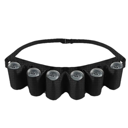 Cintura da birra, in tessuto Oxford, fondina per 6 bottiglie o lattine, regolabile per feste all'aperto, per bottiglie di soda, per alpinismo e campeggio, Nero, Refer to description, Unisex