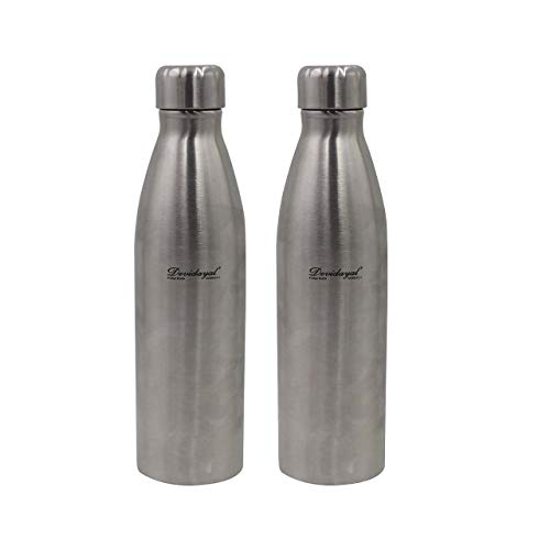 Image of Stainless Steel Water Bottle, 1000 ml, Set of 2, Silver