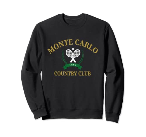Monte Carlo Country Club Vintage Tennis Estetica Girocollo Felpa