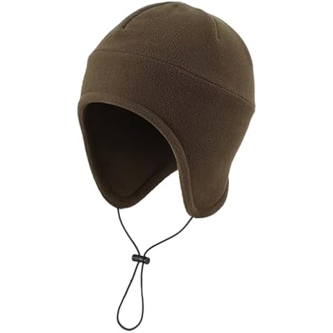 LLmoway Thermal Fleece Skull Cap Windproof Winter Earflap Hat Tactical Gear for Men Women Cold Weather Outdoor Army Green Cover