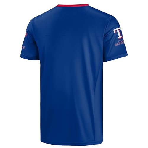 Image of FOCO MLB Men's Officially Licensed Primary Logo Wordmark Ballpark Team Color Baseball Performance V-Neck Top