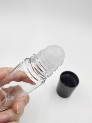 4Packs Glass Clear Roller Bottles 30ml/1 Oz Refillable Essential Oil Perfume Roll on Bottles Empty2