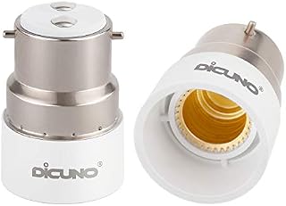 DiCUNO B22 to E14 Socket Converter, Bayonet to Small Screw Adapter, BC to SES Converter, 0-250V, 165 Heat Resistant. (2 Packs)