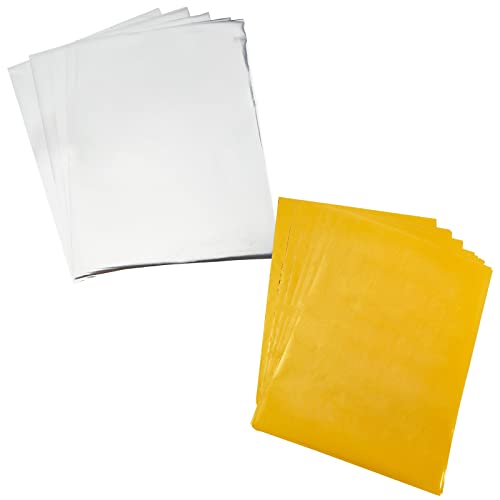 SUPERFINDINGS 100 Hojas, 2 Colores, Papel para Estampado en Caliente con lámina metálica, 11,42 x 8,15 Pulgadas, Papel metálico para Transferencia térmica con lámina