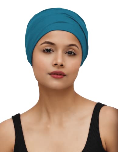 Image of The Headscarves Women Silky Soft Bamboo Viscose Sleep Cap for Hair Loss Chemo Headwear Skull Cap Free Size (Multicolor) (HS3 Multicolor)