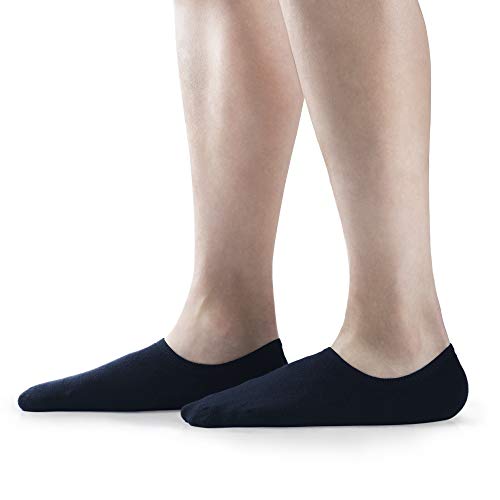 DAVID ARCHY Men's Cotton Ultra Soft Standard No Show Socks Low Cut Style Invisible Sock Heel Grip Non Slip 6 Pack (7-9, Navy Blue-Standard No Show)2