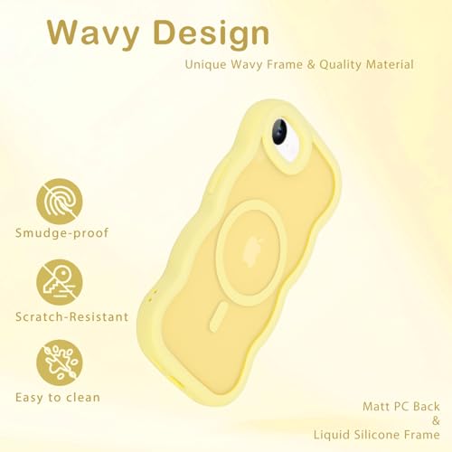 Amzfield for iPhone 16e/17e Case for Magsafe Wavy Frame Cute, Yellow - image 5