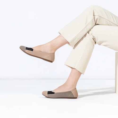 Image of Frank Mully Women's Ballet Flat Shoes Knit Dress Shoes Round Toe Slip On Ballerina Flats for Woman Low Wedge Comfort Soft