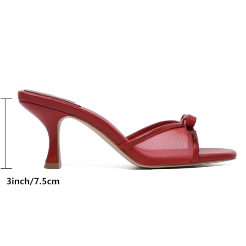 Image of Mostrin Kitten Heels for Women Round Toe Heels With Bow Vintage Mules Sexy Slip on Stiletto Backless Sandals for Party Daily