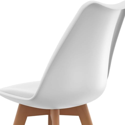 Image of Creative Modern Scandinavian Dining Chair Ergonomic Molded seat with Wooden Legs Perfect Blend of Style and Comfort for Dining or workspace use. | (Pack of 1) (White)