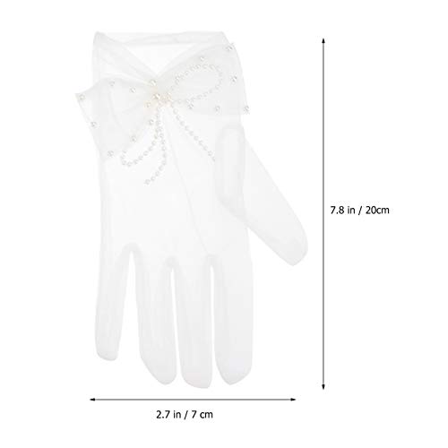 KESYOO Luvas de Niva Elegante Pérla Curta Renda Luvas de DedCheiLuvas de Niva Mulheres Meninas Aóris