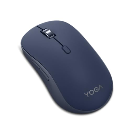 Lenovo Yoga Souris silencieuse Bluetooth (sans Fil, Ergonomique, ambidextre, capteur Optique IR LED, 6 Boutons, molette défilement, connectivité simultanée, 1 Batterie AA) - Bleu Cosmique