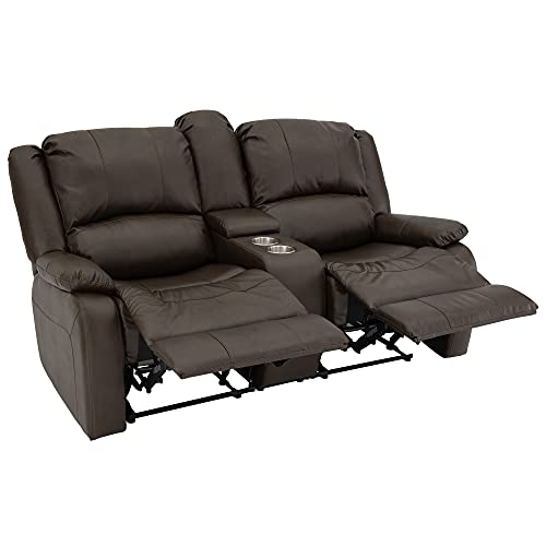 RecPro Charles 67" Double RV Zero Wall Hugger Recliner Sofa w/Console RV Recliner Loveseat Sofa