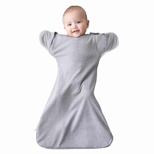 Image of AOUHA Transitional Swaddle Sack with Arms Up,Baby Sleep Sack,Improves Sleep,Keeps babies Calm and Relaxed,New Born Essentials for Baby,5-14 lbs,1.5 TOG,Gray