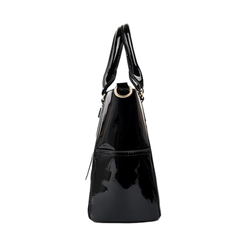 3PCS Set Shoulder Handbag for Women Patent Leather Top-handle Purse Glossy Shopper Work Crossbody Satchel4