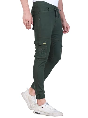 Image of Men's Cargo Pants with Pockets, Cotton Joggers, 6 Pocket Casual Trousers, Track Pants for Office and Parties, Comfortable
