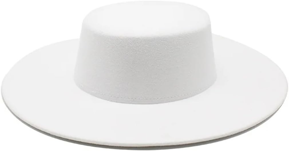Women's Hat Big Wide Brim Fedora Hat Winter Wool Wedding Jazz Hats Flat Top Felt Hat