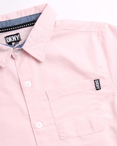 Image of DKNY Boys' Pants Set - 2 Piece Woven Short Sleeve Button Down Shirt and Flat Front Canvas Pants for Boys (Sizes: 8-12)