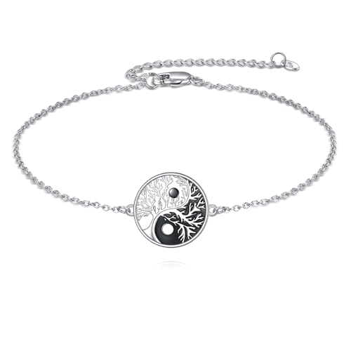 Cadeau bijoux Arbre de Vie argent 925 pour homme femme bracelet Yin Yang