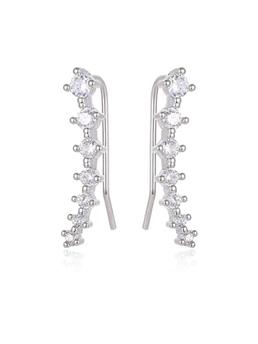 1 Pairs Silver Glistening CrystalEarrings, Adorned with Sparkling Stones, Hypoallergenic and Secure, Trendy Alloy French Style, Hoop Earrings With Elegant Minimalistic Design3