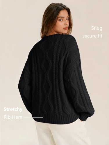 Image of Trendy Queen Women's Oversized Cable Knit Sweaters 2026 Fall Outfits | Quiet Luxury Style, Chunky Knit Texture, Winter Holiday Outfit, Easy Layering Piece, Fall Fashion Staple