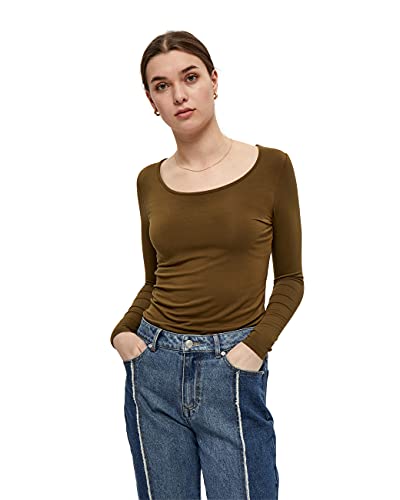 Desires Giselle Long Sleeve Slim Tee Donna, Verde