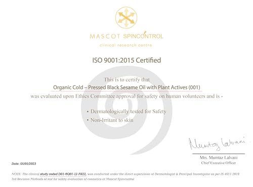 Little Rituals BLACK SESAME Baby Massage Oil and Hair oil, Cold Pressed and Certified ORGANIC with SWISS Plant Actives. Dermatologist Tested by Pediatrics, Mild & Gentle & Safe (100 ML)