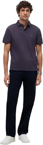 Tommy Hilfiger Herren Poloshirt Kurzarm 1985 Regular Fit, Blau (Mulberry Haze Heather), S – Ansicht 4