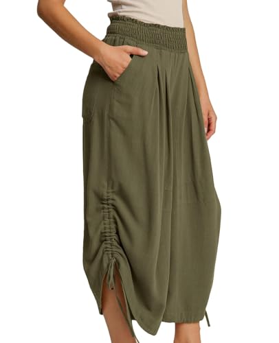 Pantalon palazzo d'été taille haute décontracté ample chic bohème pour femme