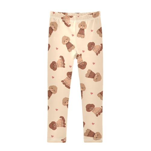 Girls Basic Leggings Baby Girls Pants Poodle Dog Soft Footless Stretchy Tights Pants 4-10Y