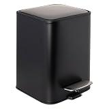 Erreke Papelera para Baño con Pedal 3L, Negro, Cubo Interior Extraíble