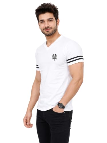 Image of Geum Men's Solid Half Sleeve V-Neck T-Shirt | Soft & Breathable Fabric | Regular Fit | Casual Everyday T-Shirt