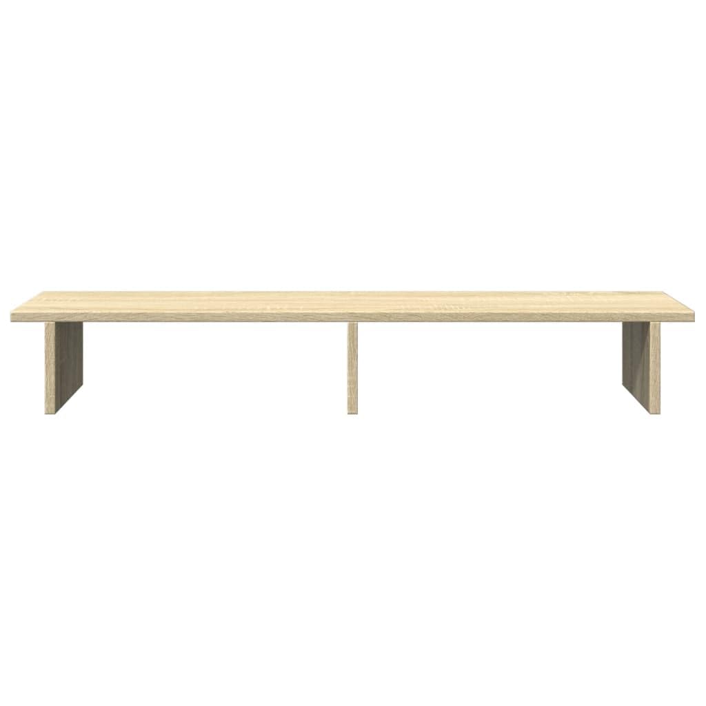 Supporto per monitor in rovere Sonoma 100 x 27 x 15 cm, per due monitor, portata 20 kg, con ripiano per laptop e tastiera, per ufficio e casa