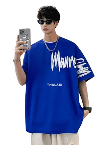 Image of THALASI Urban Vibes Men's Black Oversized T-Shirt | Los Angeles Print T-Shirt for Men |Back Print T-Shirt for Men | Relaxed Baggy Fit | Round Neck & Half Sleeve